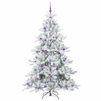 Produktbild för Plast Hingad Julgran med 300 LED-lampor Vit 210 cm PVC och stål