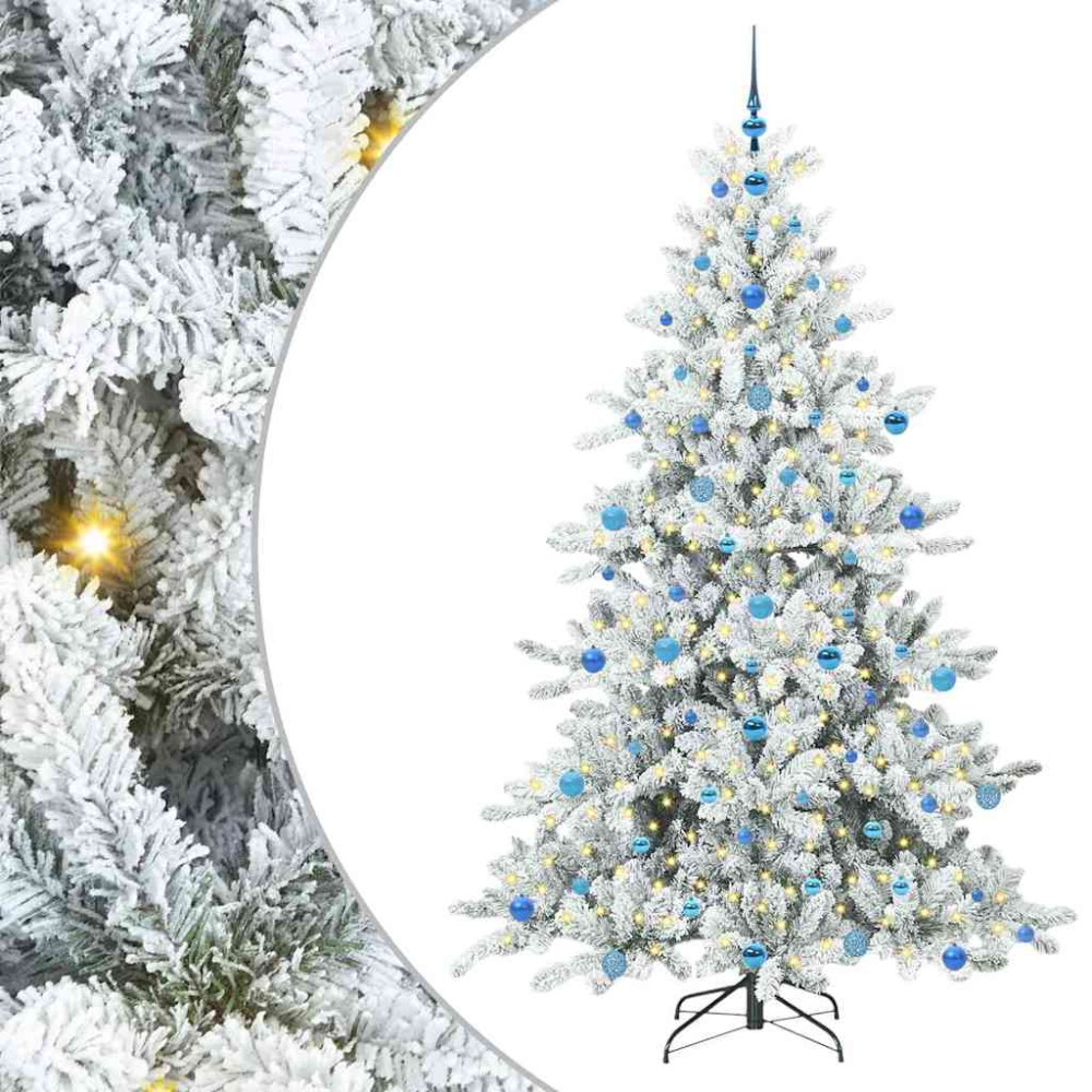 Produktbild för Plast Hingad Julgran med 300 LED-lampor Vit 210 cm PVC och stål