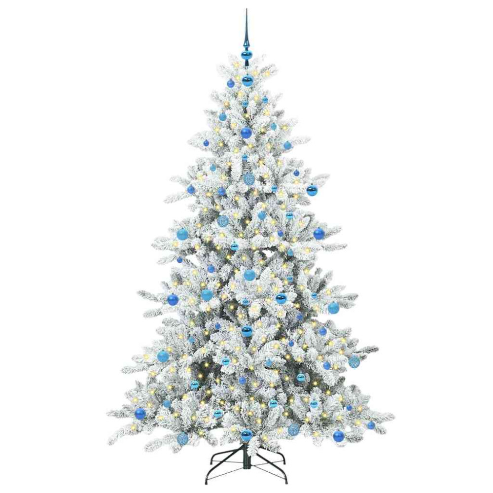 Produktbild för Plast Hingad Julgran med 300 LED-lampor Vit 210 cm PVC och stål
