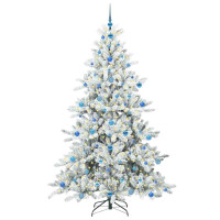 Produktbild för Plast Hingad Julgran med 300 LED-lampor Vit 210 cm PVC och stål