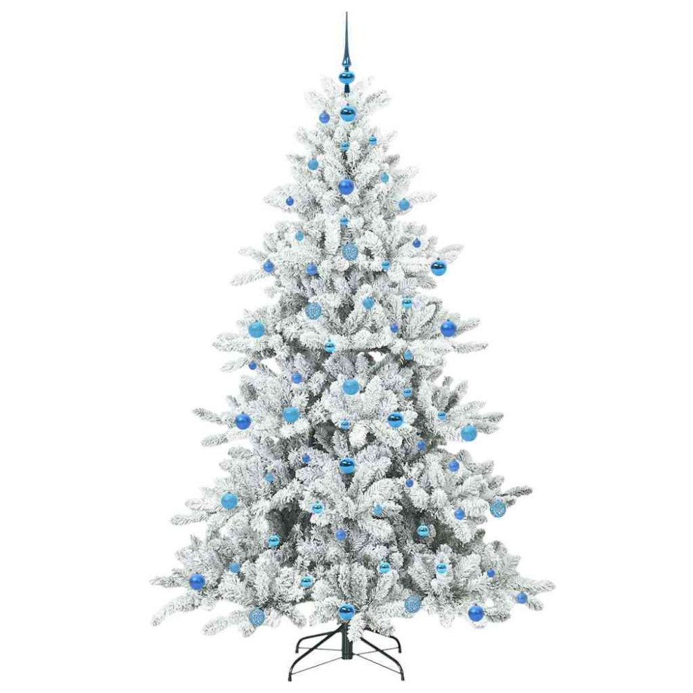 Produktbild för Plast Hingad Julgran med 300 LED-lampor Vit 210 cm PVC och stål