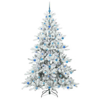 Produktbild för Plast Hingad Julgran med 300 LED-lampor Vit 210 cm PVC och stål