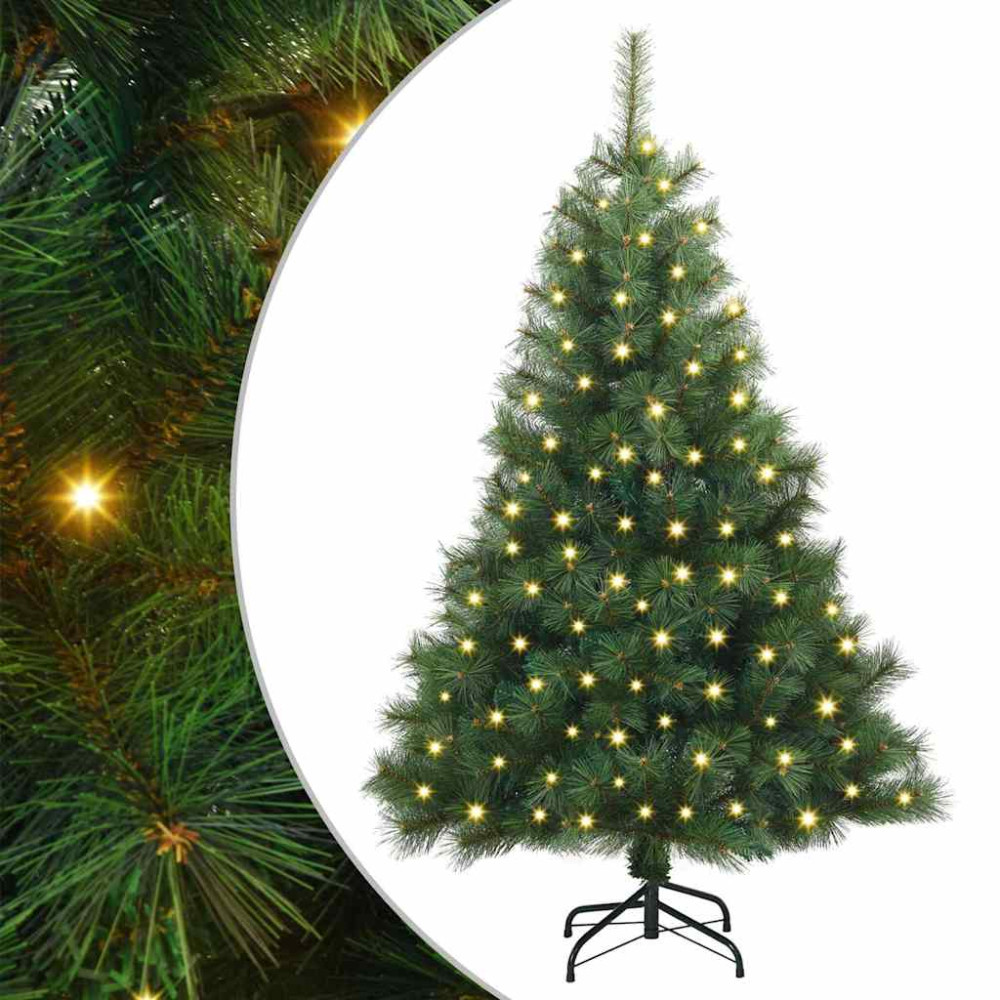 Produktbild för Konstgjord julgran med 150 LED-lampor Grön 150 cm PE och PVC