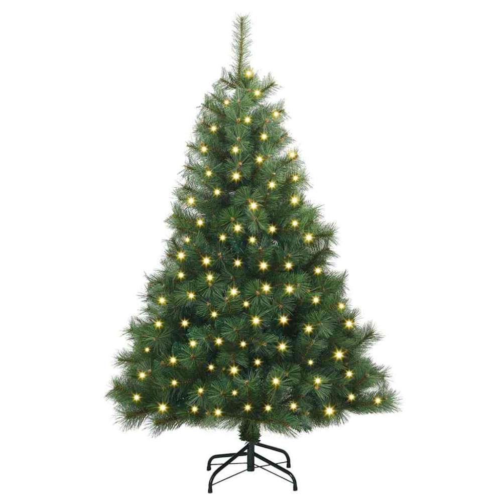 Produktbild för Konstgjord julgran med 150 LED-lampor Grön 150 cm PE och PVC