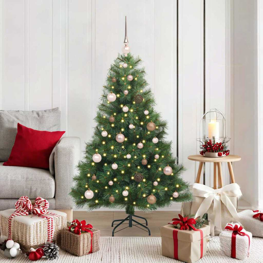 Produktbild för Konstgjord julgran med 150 LED-lampor Grön 150 cm PE och PVC