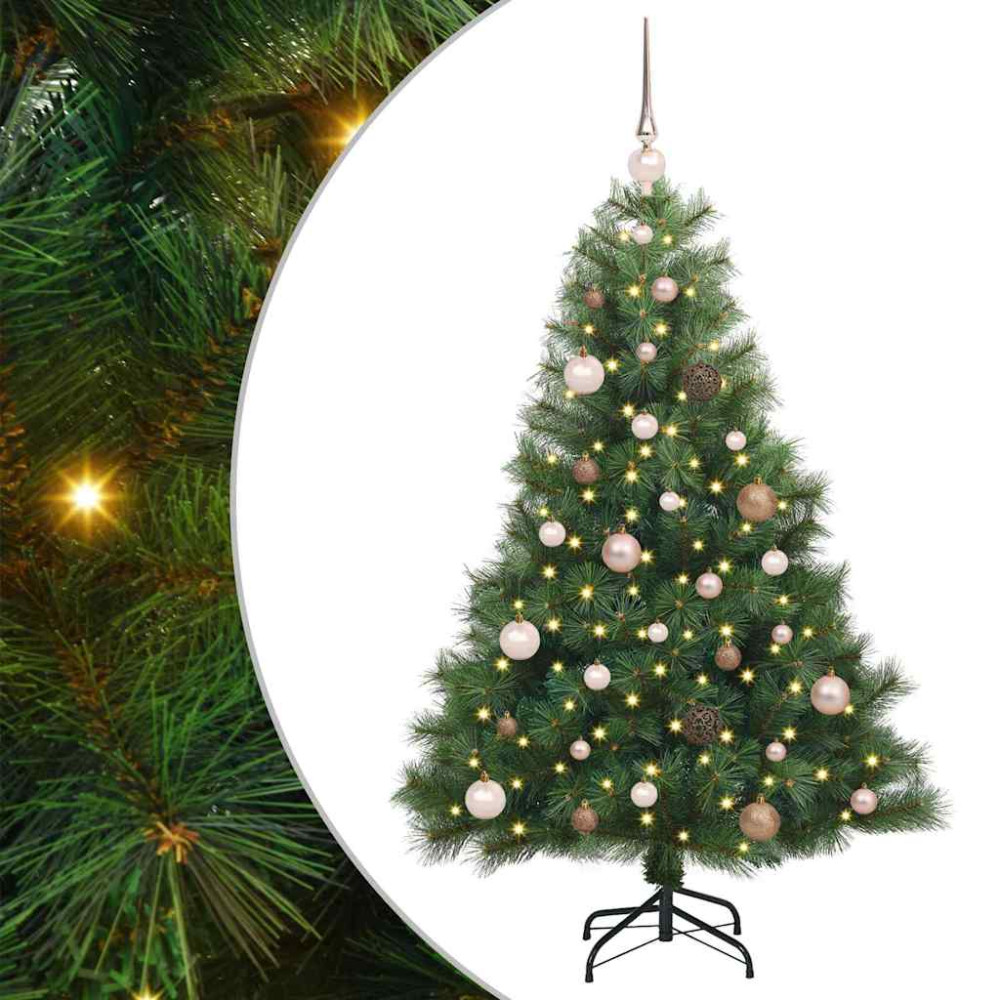 Produktbild för Konstgjord julgran med 150 LED-lampor Grön 150 cm PE och PVC