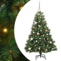 Produktbild för Konstgjord julgran med 150 LED-lampor Grön 150 cm PE och PVC