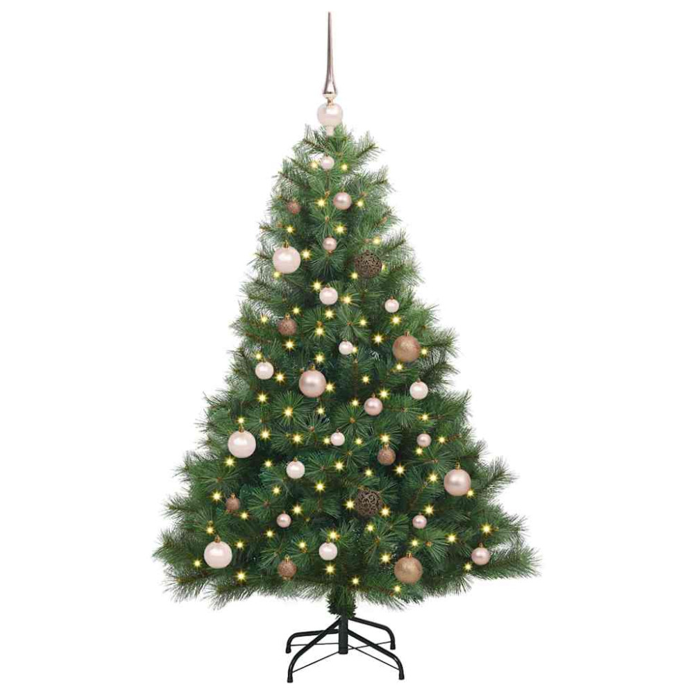 Produktbild för Konstgjord julgran med 150 LED-lampor Grön 150 cm PE och PVC