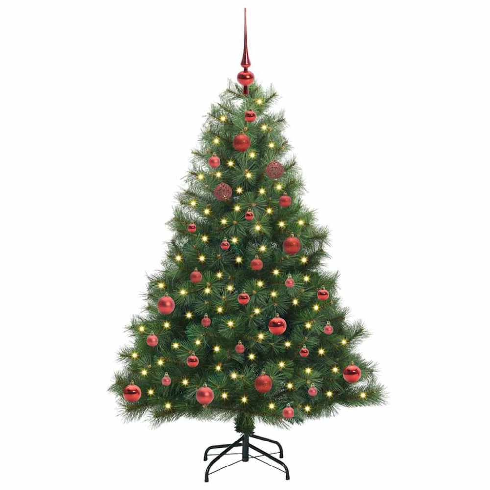 Produktbild för Konstgjord julgran med 150 LED-lampor Grön 150 cm PE och PVC