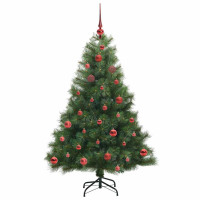 Produktbild för Konstgjord julgran med 150 LED-lampor Grön 150 cm PE och PVC