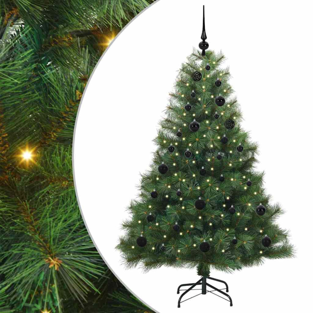 Produktbild för Konstgjord julgran med 150 LED-lampor Grön 150 cm PE och PVC