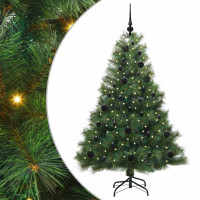 Produktbild för Konstgjord julgran med 150 LED-lampor Grön 150 cm PE och PVC