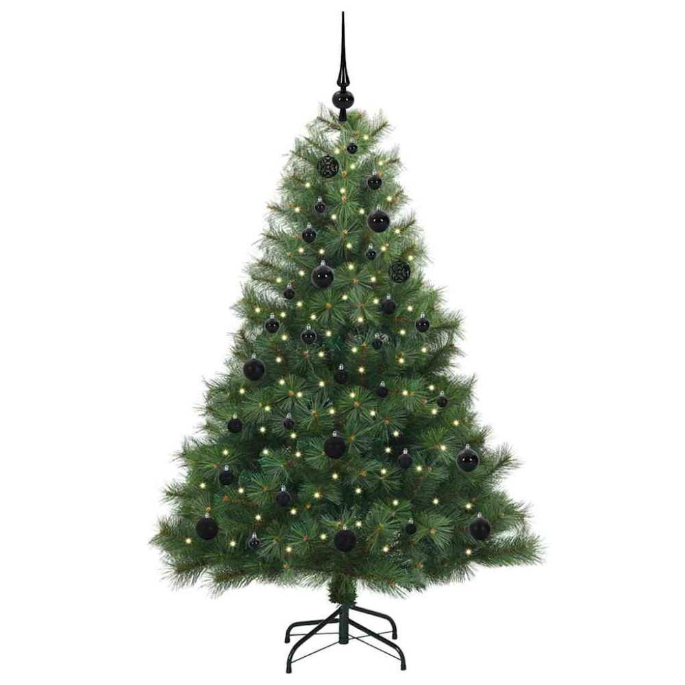 Produktbild för Konstgjord julgran med 150 LED-lampor Grön 150 cm PE och PVC