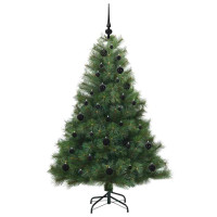 Produktbild för Konstgjord julgran med 150 LED-lampor Grön 150 cm PE och PVC