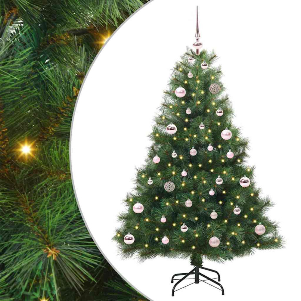 Produktbild för Konstgjord julgran med 150 LED-lampor Grön 150 cm PE och PVC