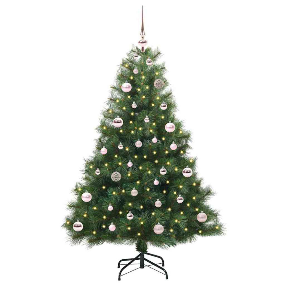 Produktbild för Konstgjord julgran med 150 LED-lampor Grön 150 cm PE och PVC