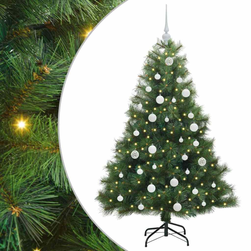 Produktbild för Konstgjord julgran med 150 LED-lampor Grön 150 cm PE och PVC