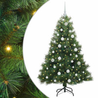 Produktbild för Konstgjord julgran med 150 LED-lampor Grön 150 cm PE och PVC
