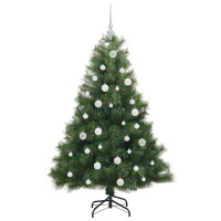 Produktbild för Konstgjord julgran med 150 LED-lampor Grön 150 cm PE och PVC