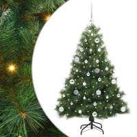 Produktbild för Konstgjord julgran med 150 LED-lampor Grön 150 cm PE och PVC