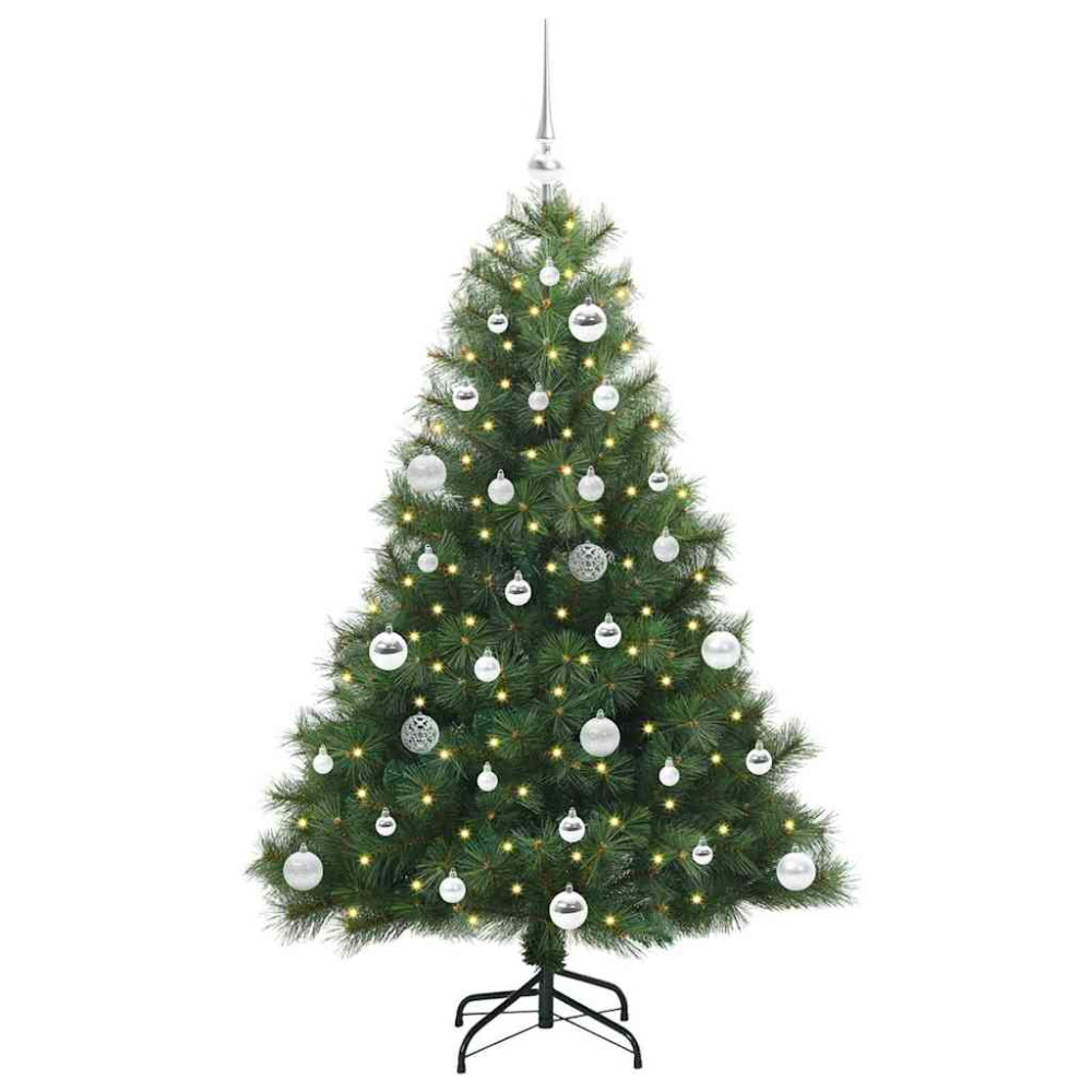 Produktbild för Konstgjord julgran med 150 LED-lampor Grön 150 cm PE och PVC