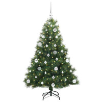 Produktbild för Konstgjord julgran med 150 LED-lampor Grön 150 cm PE och PVC