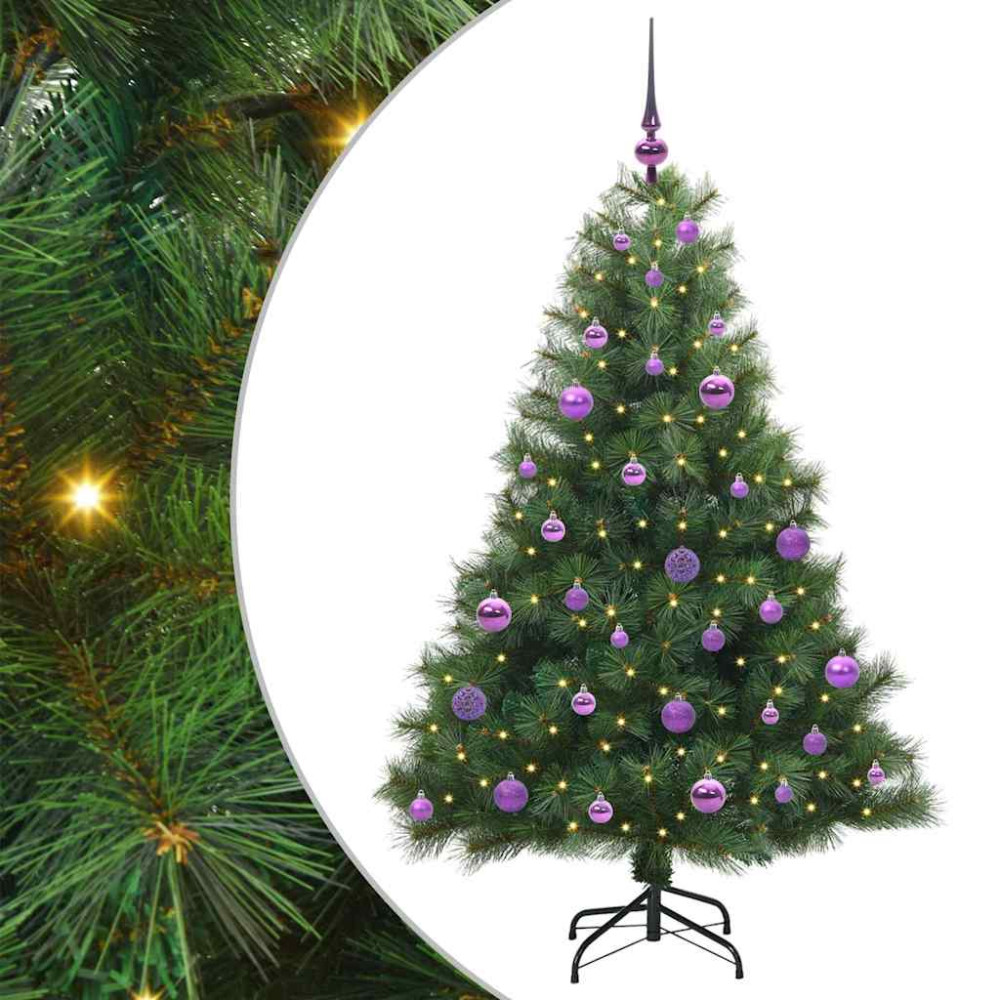 Produktbild för Konstgjord julgran med 150 LED-lampor Grön 150 cm PE och PVC