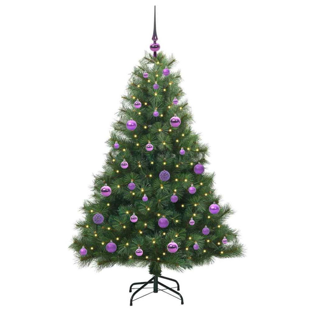 Produktbild för Konstgjord julgran med 150 LED-lampor Grön 150 cm PE och PVC
