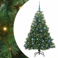Produktbild för Konstgjord julgran med 150 LED-lampor Grön 150 cm PE och PVC
