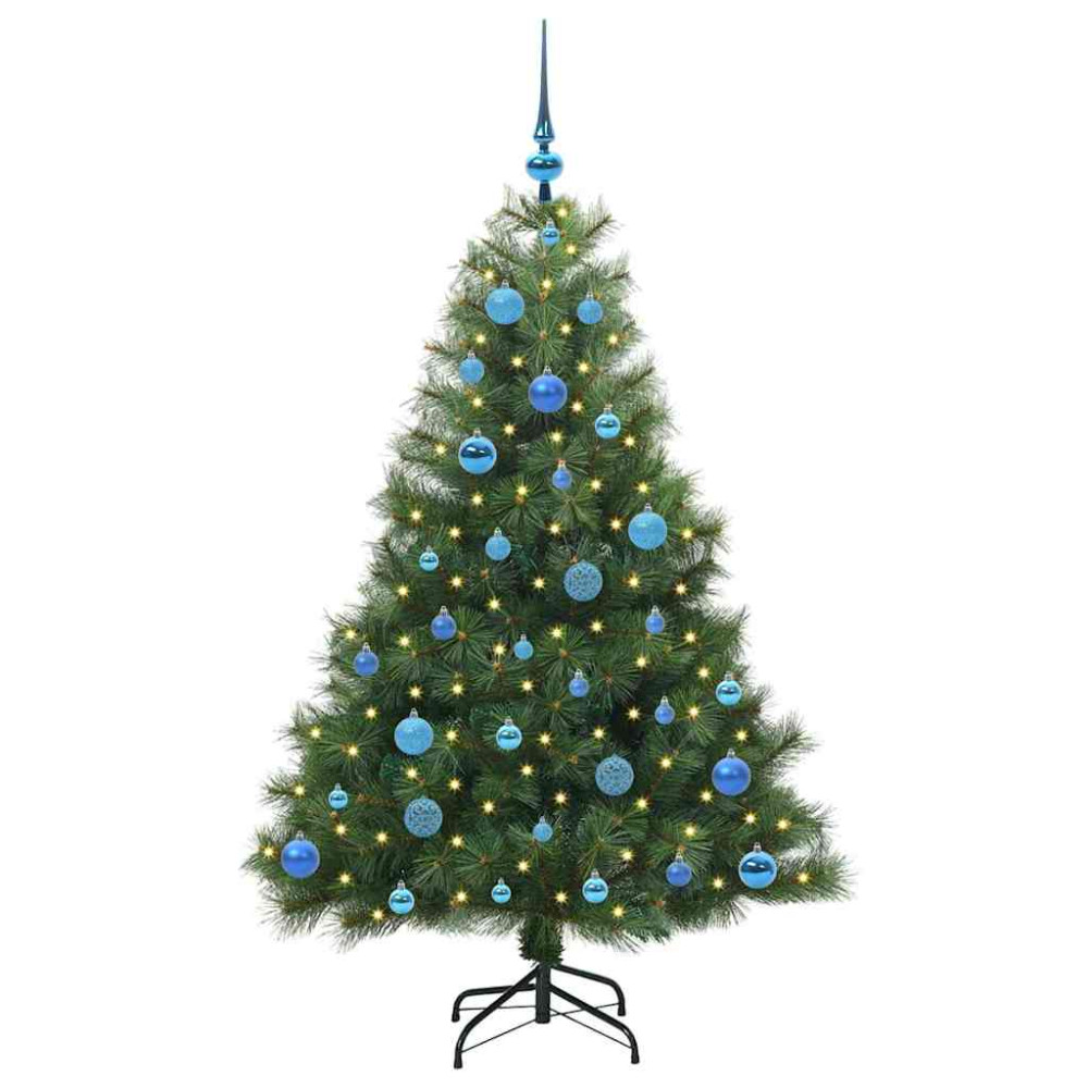 Produktbild för Konstgjord julgran med 150 LED-lampor Grön 150 cm PE och PVC