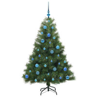Produktbild för Konstgjord julgran med 150 LED-lampor Grön 150 cm PE och PVC