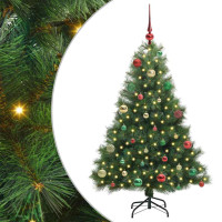 Produktbild för Konstgjord julgran med 150 LED-lampor Grön 150 cm PE och PVC
