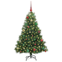 Produktbild för Konstgjord julgran med 150 LED-lampor Grön 150 cm PE och PVC