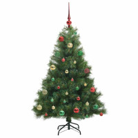 Produktbild för Konstgjord julgran med 150 LED-lampor Grön 150 cm PE och PVC