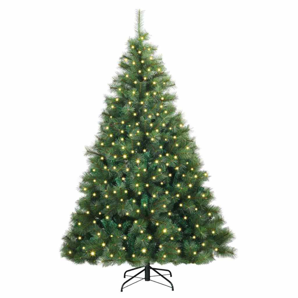 Produktbild för Konstgjord julgran med 300 LED-lampor Grön 180 cm PE och PVC