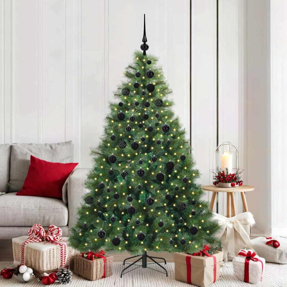 Produktbild för Konstgjord julgran med 300 LED-lampor Grön 180 cm PE och PVC