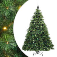 Produktbild för Konstgjord julgran med 300 LED-lampor Grön 180 cm PE och PVC