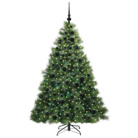 Produktbild för Konstgjord julgran med 300 LED-lampor Grön 180 cm PE och PVC