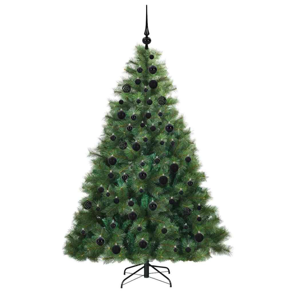 Produktbild för Konstgjord julgran med 300 LED-lampor Grön 180 cm PE och PVC
