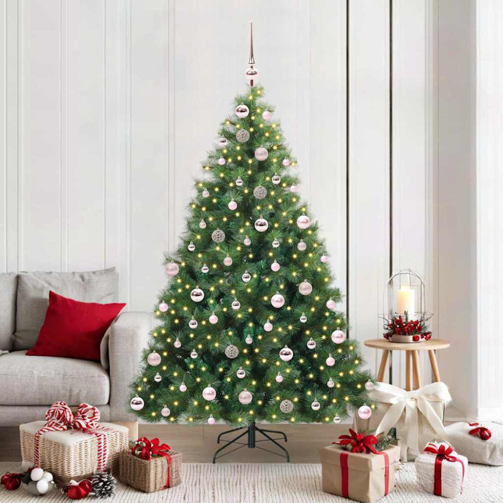Produktbild för Konstgjord julgran med 300 LED-lampor Grön 180 cm PE och PVC