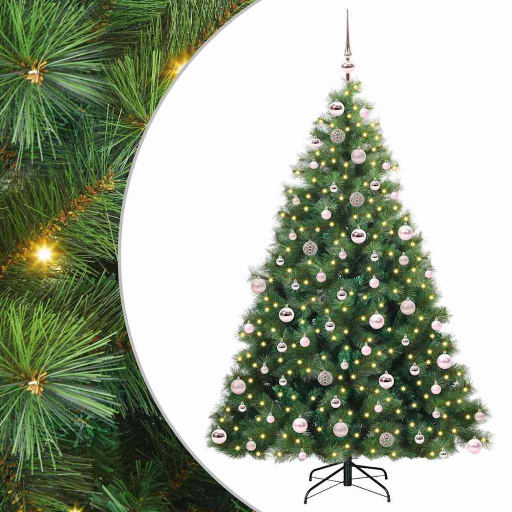 Produktbild för Konstgjord julgran med 300 LED-lampor Grön 180 cm PE och PVC