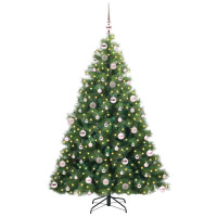Produktbild för Konstgjord julgran med 300 LED-lampor Grön 180 cm PE och PVC