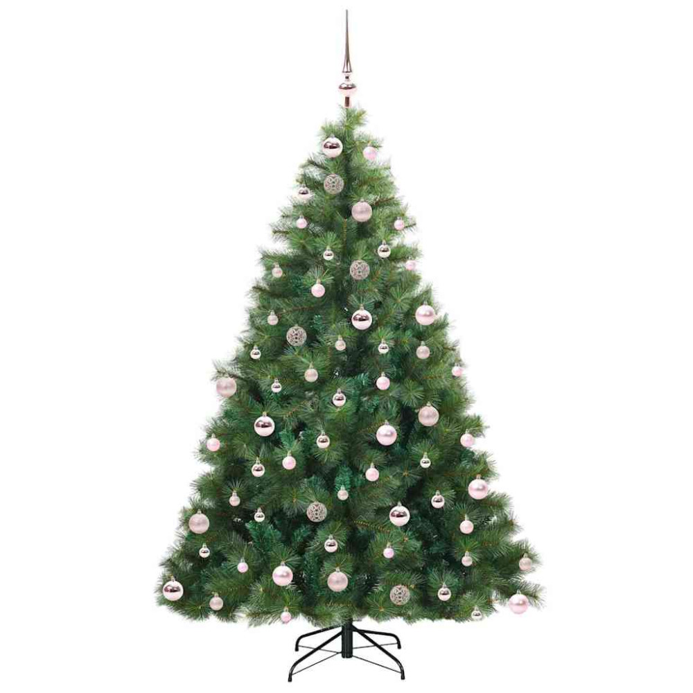 Produktbild för Konstgjord julgran med 300 LED-lampor Grön 180 cm PE och PVC