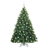 Produktbild för Konstgjord julgran med 300 LED-lampor Grön 180 cm PE och PVC