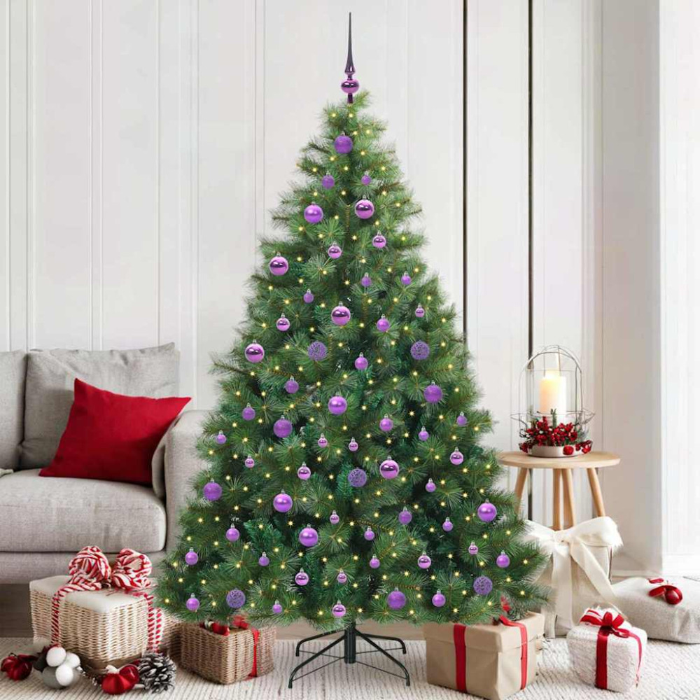 Produktbild för Konstgjord julgran med 300 LED-lampor Grön 180 cm PE och PVC