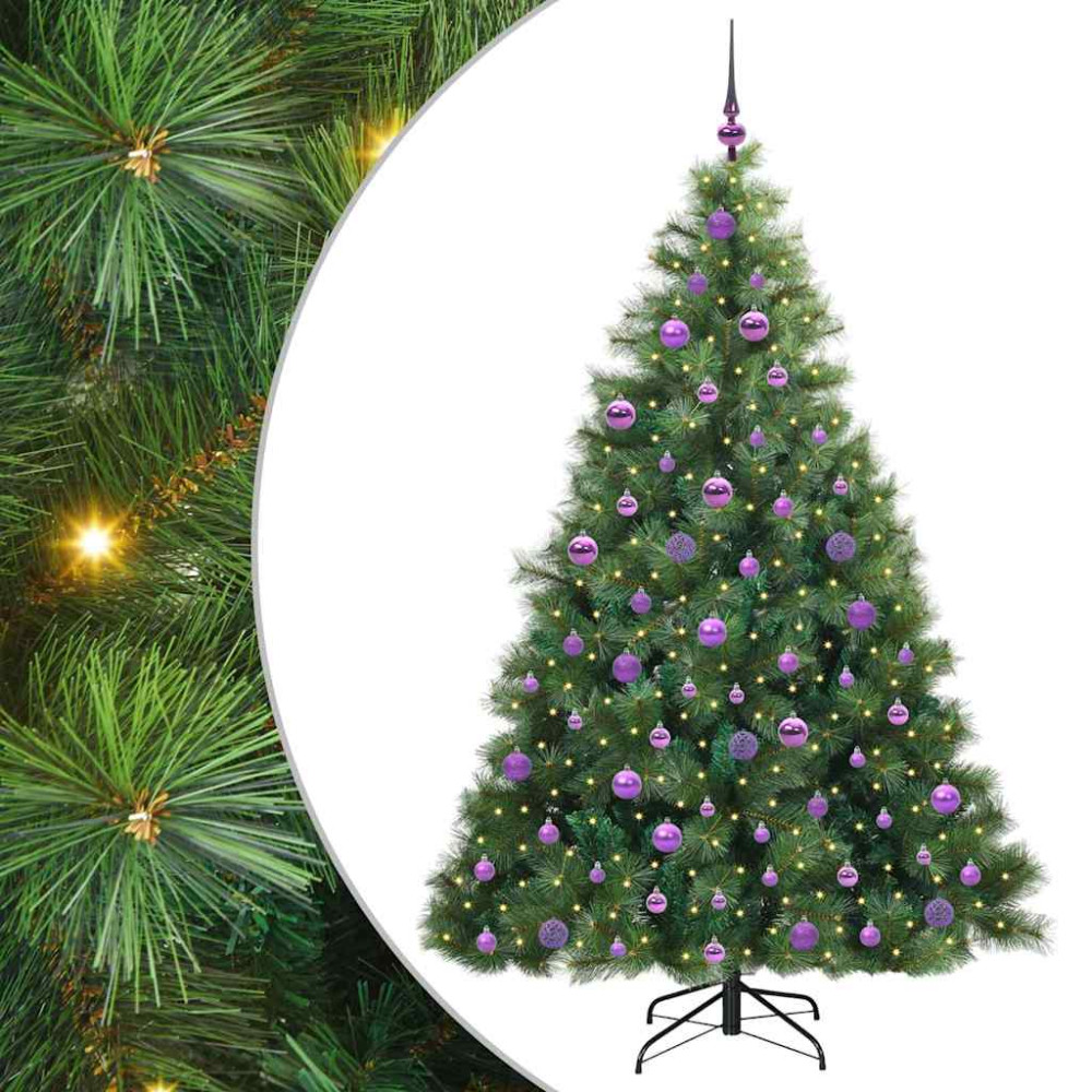 Produktbild för Konstgjord julgran med 300 LED-lampor Grön 180 cm PE och PVC