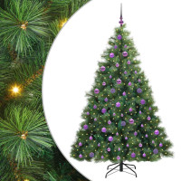 Produktbild för Konstgjord julgran med 300 LED-lampor Grön 180 cm PE och PVC