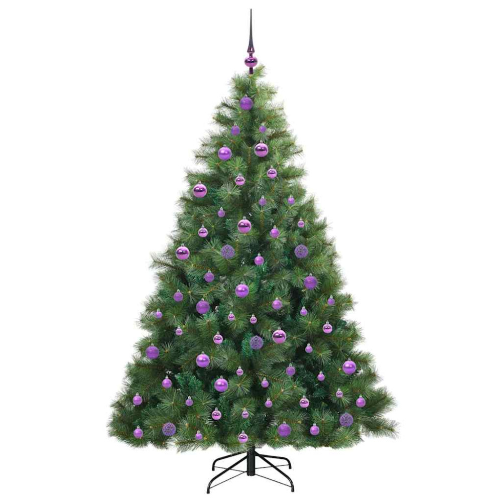 Produktbild för Konstgjord julgran med 300 LED-lampor Grön 180 cm PE och PVC