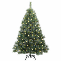 Produktbild för Konstgjord julgran med 150 LED-lampor Grön 150 cm PE och PVC