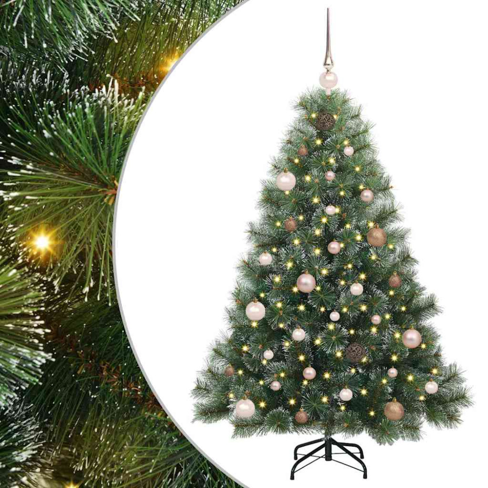 Produktbild för Konstgjord julgran med 150 LED-lampor Grön 150 cm PE och PVC
